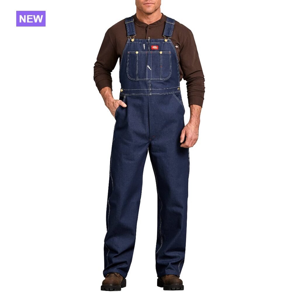 Men's Bib Overalls Durable Cotton Denim Workwear Room Fit